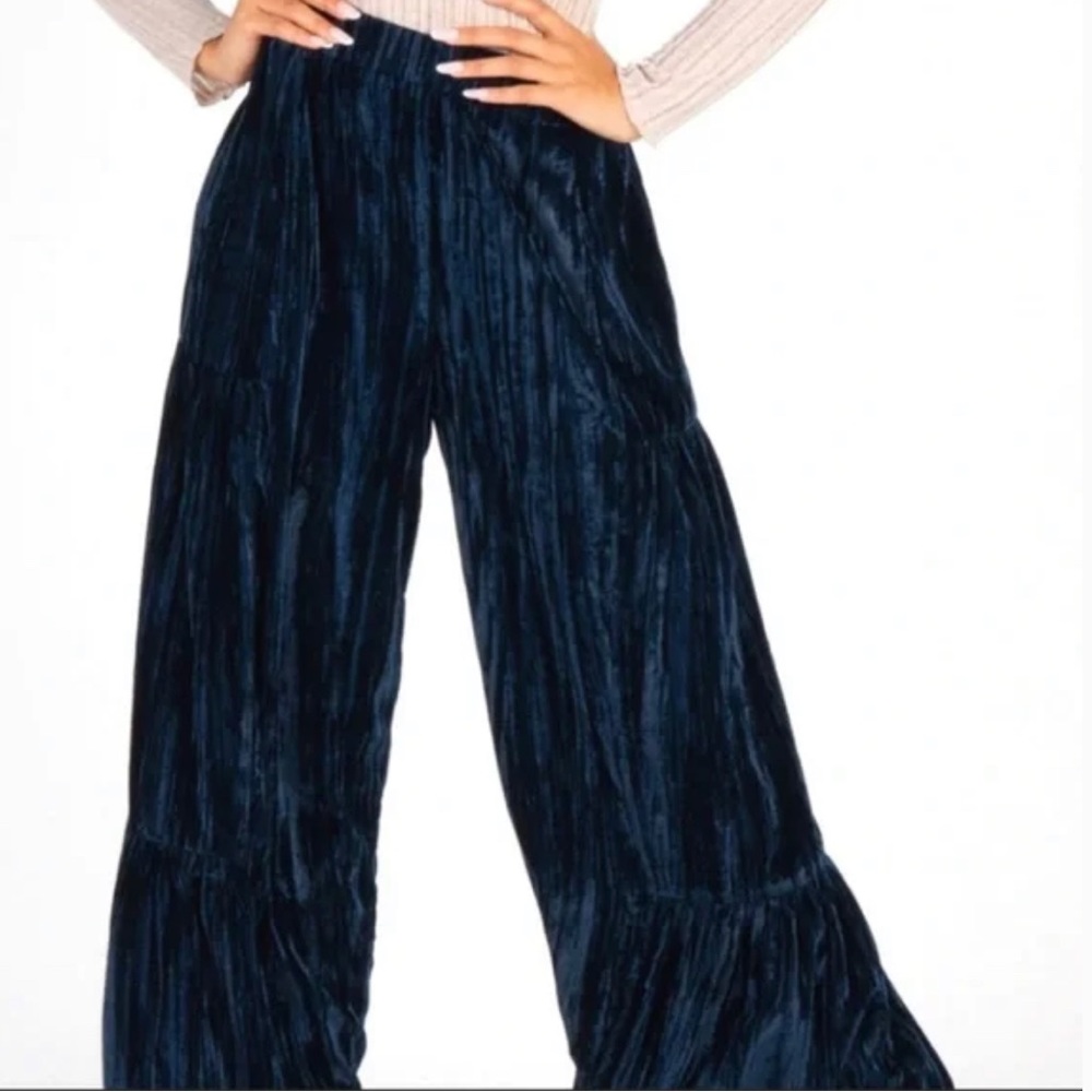 NATURAL LIFE Navy Wide Leg Pants